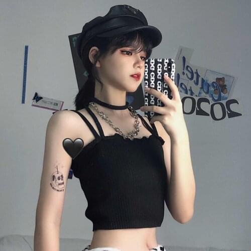 Dark Girl Short Temperament Camisole Female Summer 2021 New Slim Cropped Bottoming Shirt Knit Top Sexy Temptation