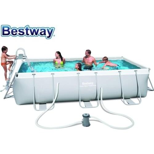 56441 Bestway 404*201*100cm Large Swimming Pool Rectangular Frame Pool For Home & Baby Above Ground Pool For Children & Parents