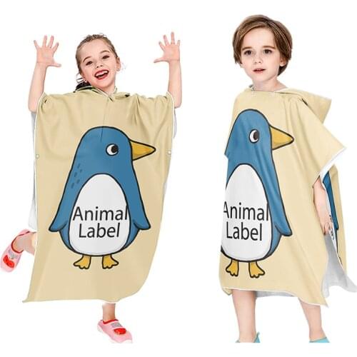 Children Beach Poncho Towel Microfiber Bathrobe Kids Surf Pool Changing Robe Girl Boy Quick Dry Beach Kids Swimming Towels