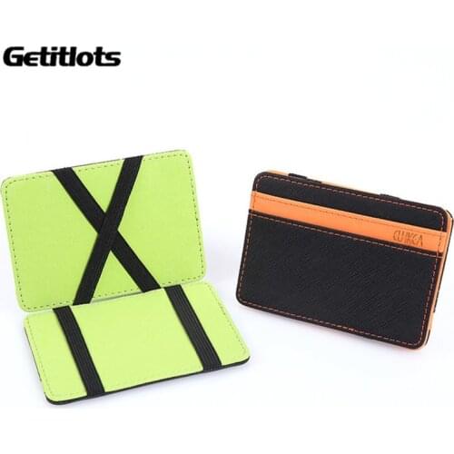 Men Magic Money Clips Wallet PU Leather Para Carteras Hombre Card & ID Holder Clamp Money Case With Elastic Band The New Listing