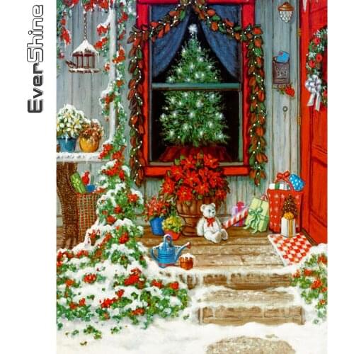 Evershine 5D DIY Diamond Embroidery Snow Landscape Cross Stitch Winter Diamond Painting Christmas Rhinestone Art Wall Decoration