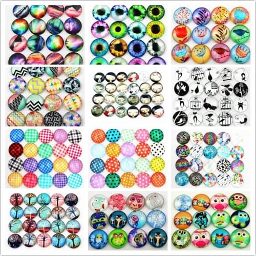 Hot Sale 10pcs 20mm Mixed Nebula, owl, anime girl, eyes Handmade Glass Cabochons Pattern Domed Jewelry Accessories Supplies