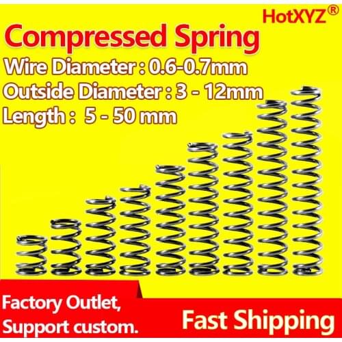 HotXYZ Compression Spring Y Type Cylidrical Coil Rotor Return Pressure Compressed Spring Steel 65Mn Wire Diameter 0.6mm 0.7mm