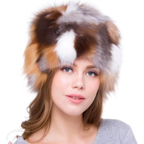 JKP Womens Fur Hats Real Fox Fur Hat Female Winter Russian Womens Luxury Natural Fox Hat All Imported Warm HDY18-22