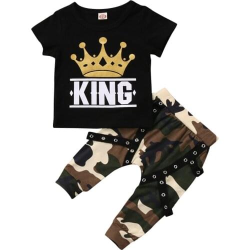Pudcoco Boy Set 0-5Y Newborn Kids Baby Boys Tops T-shirt Camo Pants 2PCS Outfits Set Clothes 0-5Years