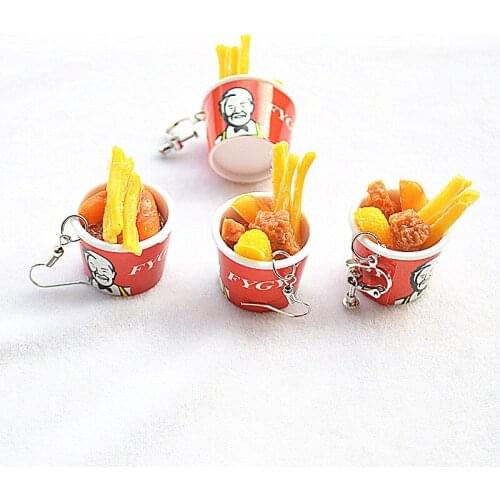 Creative simulation food and garland funny childrens fun family bucket package personality exaggeration Earrings ear clip