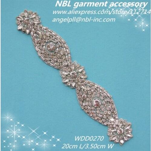 Crystal bridal beaded patch rhinestone applique for wedding dress DIY sash iron on WDD0270