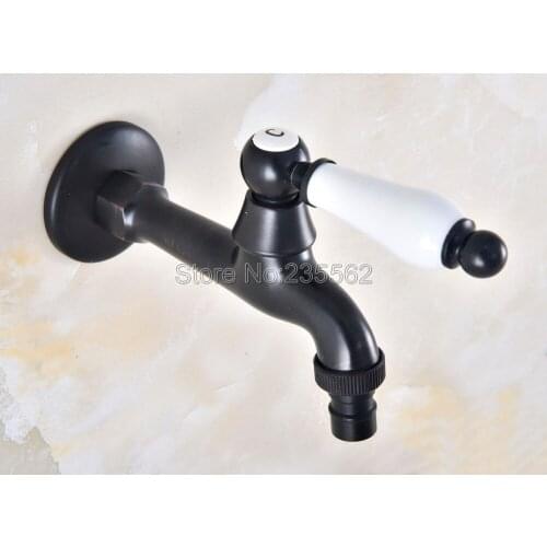 Black Oil Rubbed Brass Single Ceramic Handle Laundry Sink Cold Water Tap and Washing Machine Faucet /Garden Water Taps Lav337