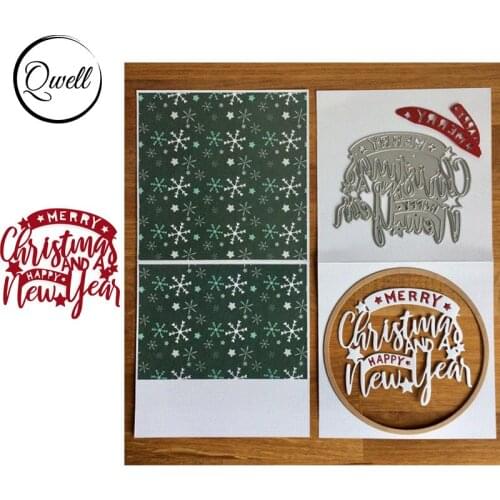 QWELL Word Christmas And A New Year Metal Cutting Dies for Scrapbooking and Card Making Paper Embossing Craft New 2019 die cuts