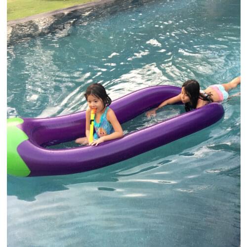 Cartoon Adults And Children Aquatic Big Inflatable Eggplant Floating Raft Net Swimming Circle Toy Overwater Supplies Mount