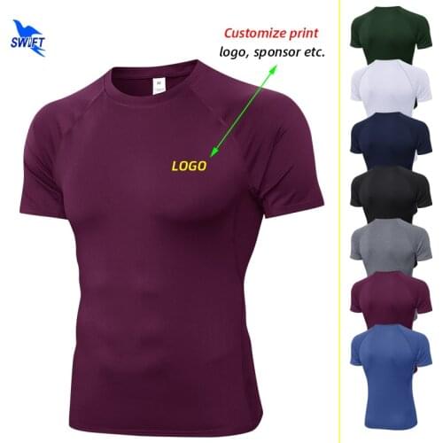 Customize Print Mens Running T-Shirts Quick Dry Compression Sport Shirt Fitness Gym Soccer Jerseys Elastic Sportswear Top Tees