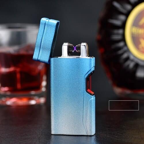 2018 New Double Arc Lighter Creative Infrared laser induction USB Lighters Cross Electronic Cigarette Lighter Windproof Sexy
