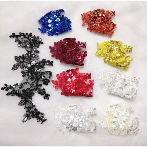 New Sequins Multicolor Embroidery Car Bones Flower Wedding Dress Accessories Lace Applique Diy Childrens Clothing Handmade