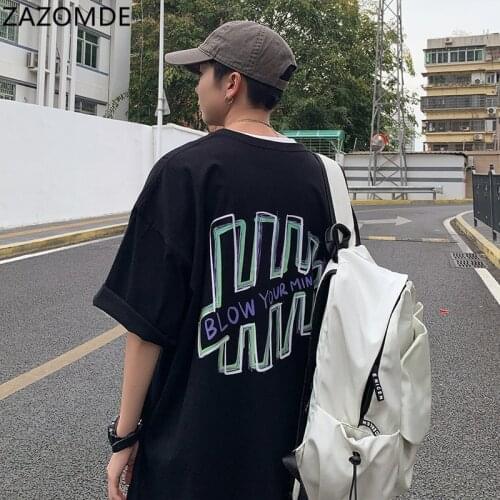 ZAZOMDE New Harajuku T-Shirt Men 2021 Summer Hip Hop T Shirts Cartoon Street Fun Streetwear Short Sleeve Casual Top Cotton