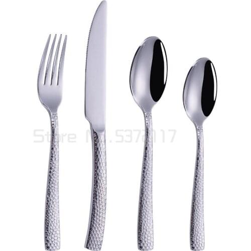 Gold Plated Cutlery Stainless Steel Knives Forks Spoons Dinnerware Sets Cubiertos Dinner Set Servies 6 Person