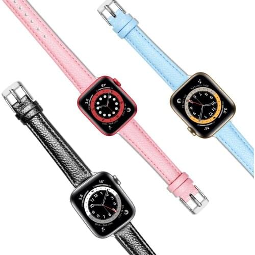 For apple watch 40mm 38mm band iwatch se 6 5 4 3 44mm 42mm leather strap thin slim women bands for apple watch se 6 Girls band