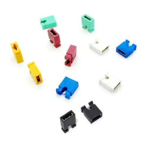 100PCS Pitch 2.54mm Pin Header Shorting Cap Jumper Cap Short Block Black Yellow Red Blue Green White