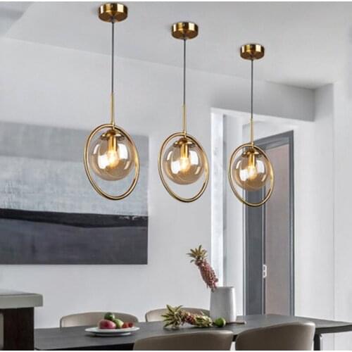 Modern magic bean glass pendant lamp retro creative bar restaurant bedroom bedside hanging light fixtures