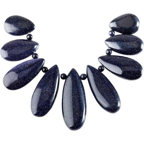 SUNYIK Blue Sand Stone Loose Bead for Jewelry Making,Teardrop Shields Stone Jewelry Accessories