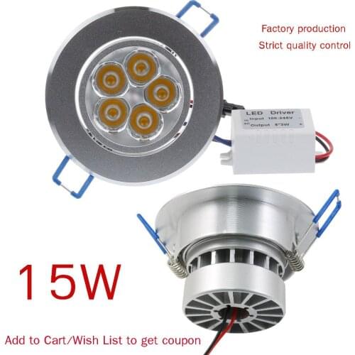 1Pcs 15W AC85V-265V 110V / 220V LED Ceiling Downlight Recessed LED Wall lamp Spot light With LED Driver indoor light High power