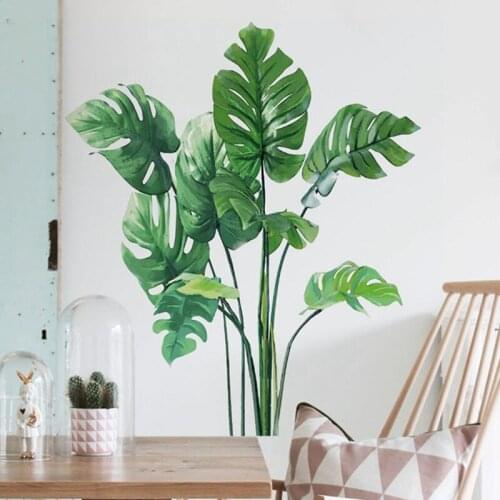 Tropical Rainforest Palm Leaves Decal Wall Mural Children Room Wallpaper Nordic Green Plant Wall Stickers Home Decor Living Room