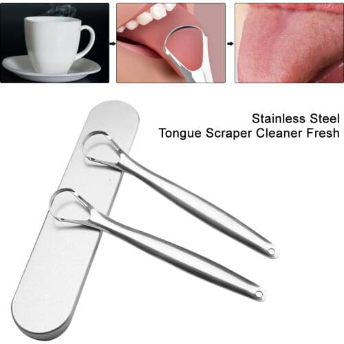Tongue Cleaner With Portable Carry Case Stainless Steel Tongue Scraper Cleaner Tongue Scraping Tool with Case for Oral Care #W0