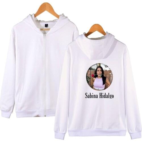 Sabina Hidalgo Counter letters design printed spring zipper hoodie loose long sleeve hooded sweatshirt leisure zipper Jacket top