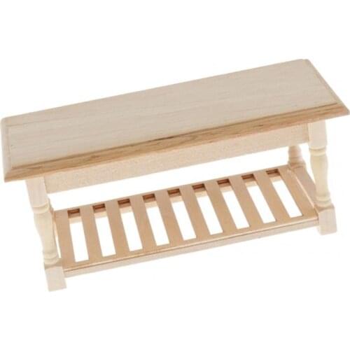 1/12th Miniature Doll Wooden Table Unpainted End Table Model for 1:12 Dollhouse Furniture Decor