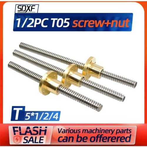1/2PC T5 screw T6 T8 T10 T3.5 T4 3D printer screw stainless steel screw 5MM engraving machine screw