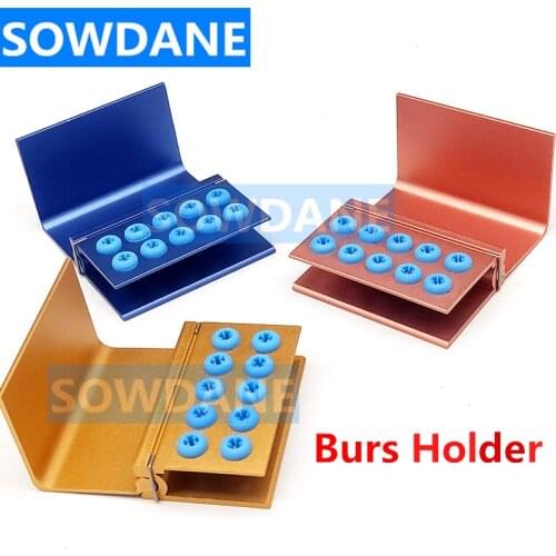 10 Holes Dental Burs Block Holder Disinfection and Autoclave Burs Holder Aluminum
