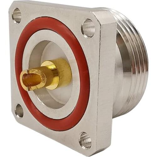 1Pcs L29 7/16 Din Female Jack Center Connector With 4 Holes Square Plate Flange Solder Cup RF Coaxial Adapter