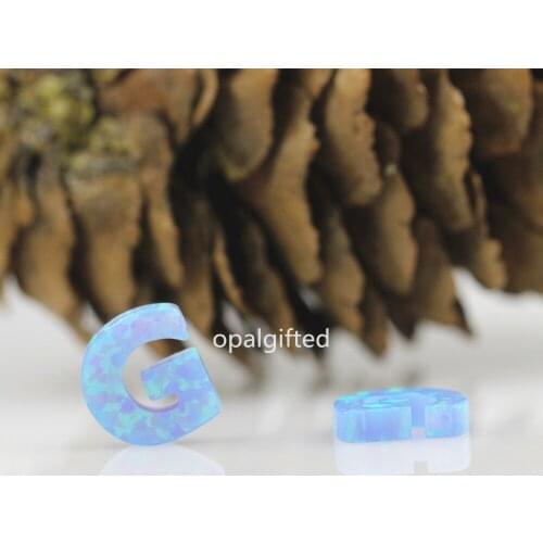 10sets Fancy Beautifu OP06 fire light blue Synthetic Opal letter Stone with side hole for necklace
