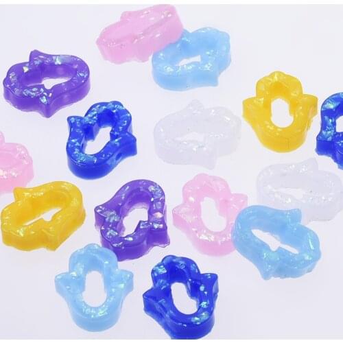 12x14mm Artificial Opal Hamsa Resin Hollow Palm Opal Beads 20Pcs