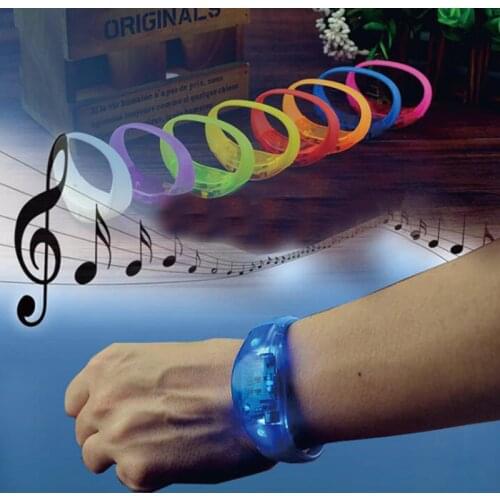30pcs Custom LOGO Led Bracelet Sound Vibration Birthday Party Event Supplies Wedding Decor Dance Gift Supplies Glow In The Dark