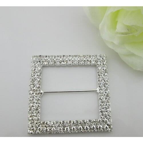 5pcs large quare rhinestone buckle in silver for garment accessory 35mm