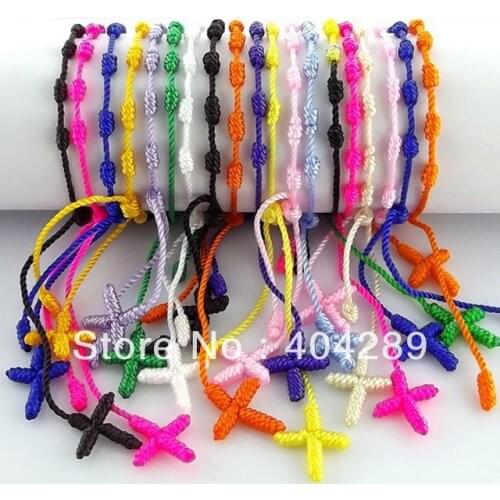 50pcs Mix color Religious bracelet hand rope Hand Made Knotted Rosary Bracelets Pulseras Decenarios