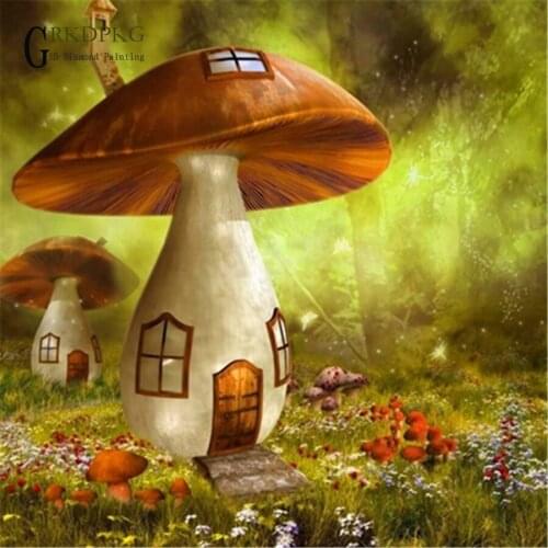 5d diamond painting mushroom house full drill square diamond embroidery Cross stitch pictures of rhinestones Wedding decoration