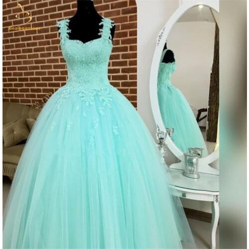 Bealegantom Real Photo Light Blue Quinceanera Dresses 2021 Ball Gown Beaded Sweet 16 Dress Debutante Vestidos De 15 Anos QA1601