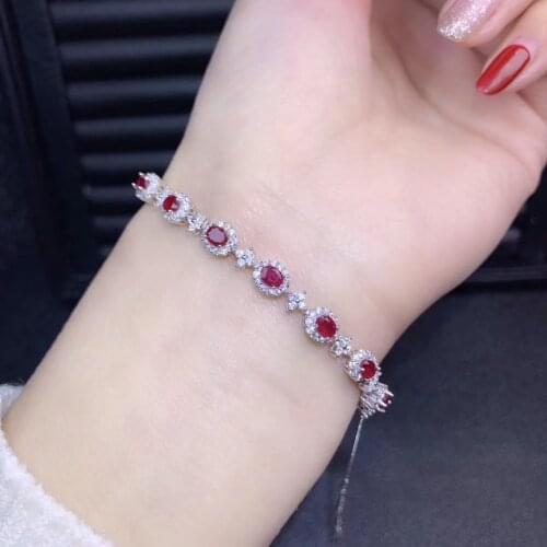Elegant blossom Flower Natural red ruby gem Bracelet Natural gemstone Bracelet 925 silver bracelet women gift fine Jewelery