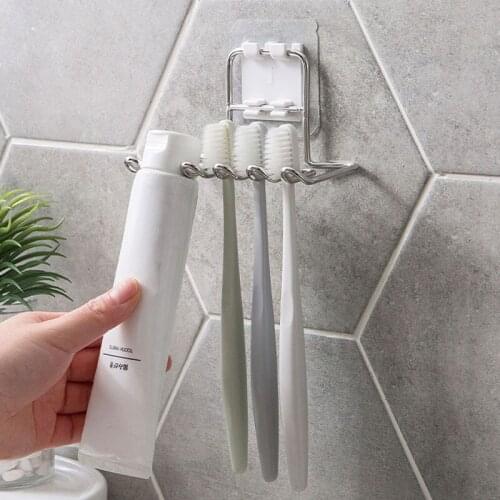 Stainless Steel Toothbrush Holder Toothpaste Shaver Storage Rack Bathroom Razor Organizers Stand Kitchen Bathroom Accessories