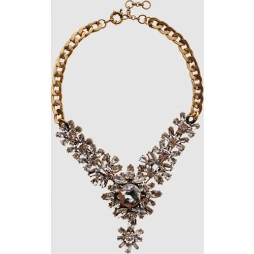 Amorita boutique trendy crystal heavy design party necklace