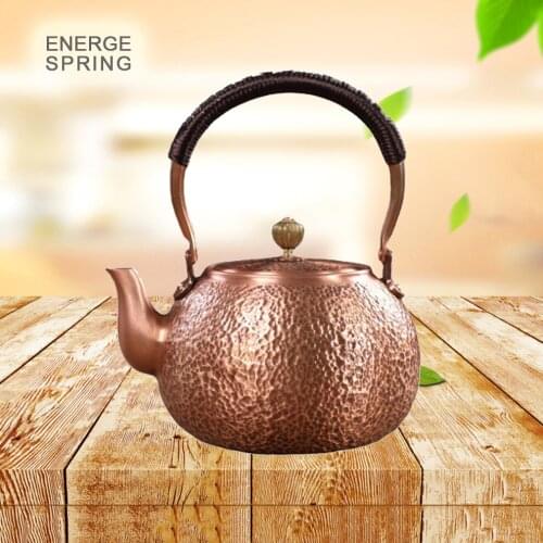 ENERGE SPRING 1.5L Pure Red Copper Boiling Water Pot Handmade Teapot With Filter Boiling Kettle Large Capacity Health Tea Set