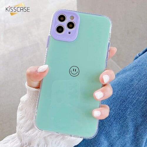 Kisscase Smile Solid Camera Protection Bumper Phone Case For iPhone 11 Pro Max XR XS X 7 8 Plus Shockproof Soft TPU Back Cover