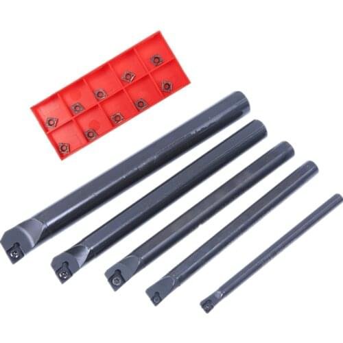 5PCS S06K / S07K / S08K / S10K / S12M SCLCR06 95 degree Turning Tool Holder Boring Bar With 10PCS CCMT060204 Carbide Inserts Set