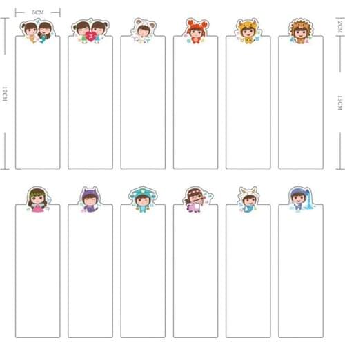 12pcs/set Constellation Cartoon Tape Dispenser, Matte PP Washi Tapes Organizer Ruler Tools