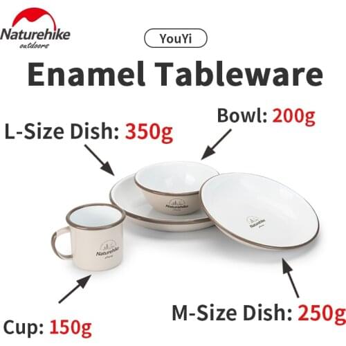 Naturehike Enamel Tableware Dinner Bowl Plate Salad Dish Portable Outdoor Party Picnic Barbecue Dinnerware Camping Equipment