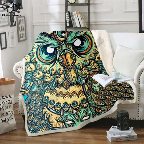God Owl of Dreams Fleece Blanket Plush 3d Printed for Adults Sofa Sherpa Fleece Bedspread Wrap Throw Blanket