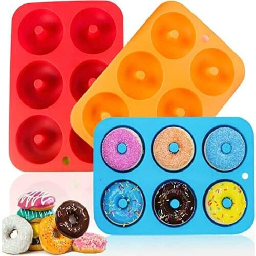 Donut Mould Six Lattice Multicolor Silicone Non-Stick Heat-resistant Reusable Folded Donut Baking Tool Baking Accessories