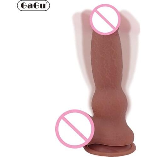 GaGu Double Layer Soft Dog Dildo Suction Cup Realistic Penis Big Dick Sex Toys For Woman Vibrator Dildo For Women Lesbian Gay