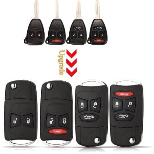 Kutery 2/3/4 Buttons Modified Flip Remote Car Key Shell Case For Chrysler Town Country Dodge Grand Caravan Jeep